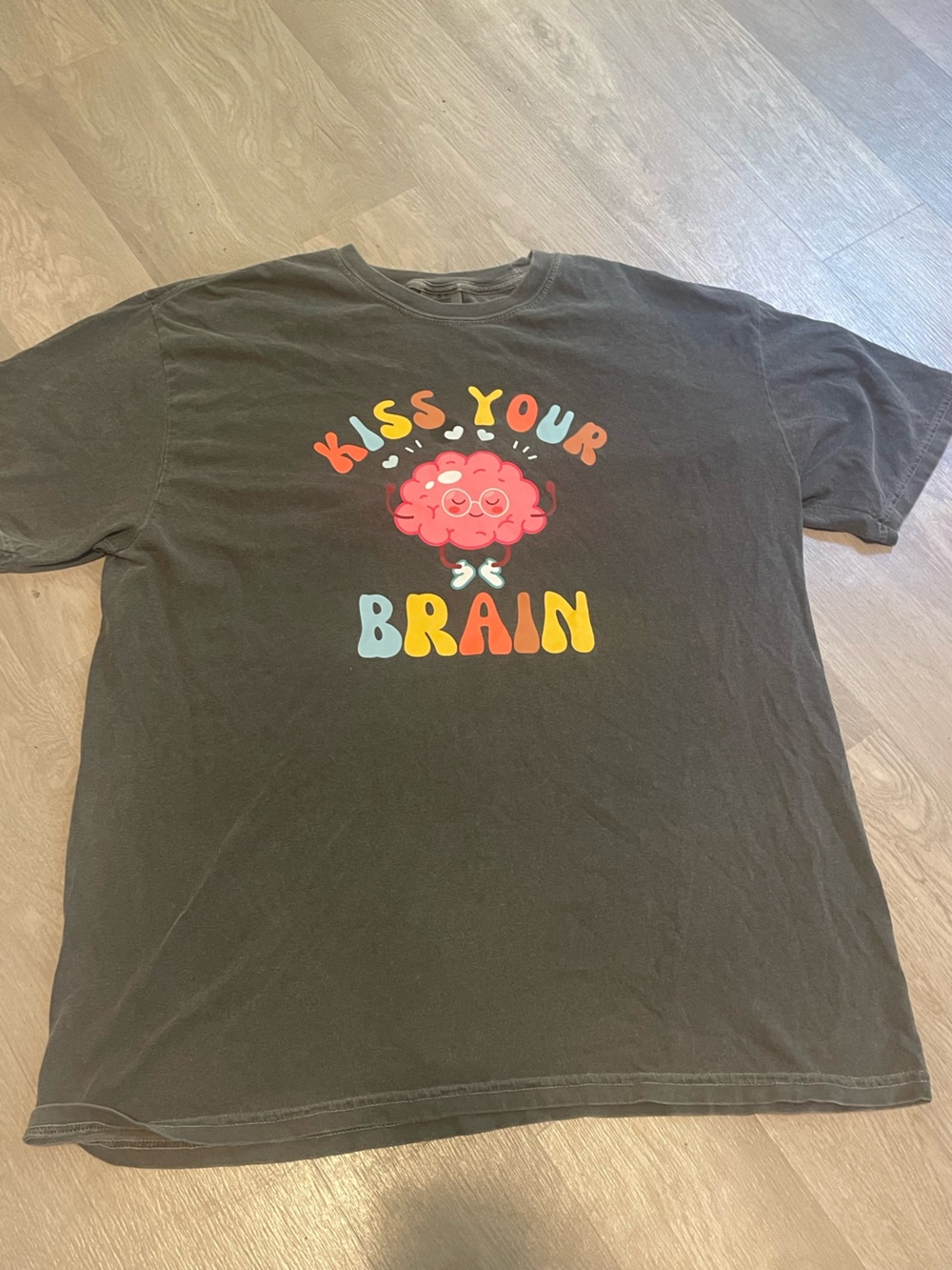 Comfort Colors Black Tee with Colorful 'Kiss Your Brain' Graphic